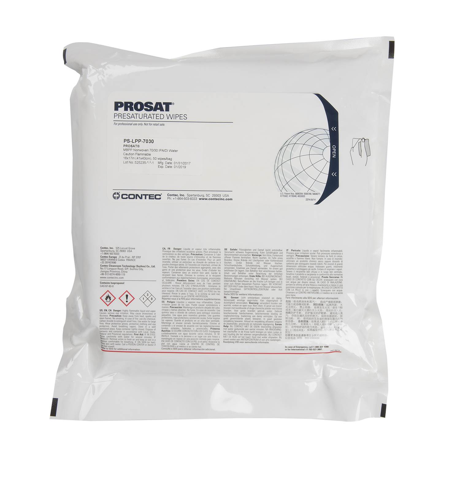 PROSAT Presaturated Meltblown Polypropylene Wipes-2